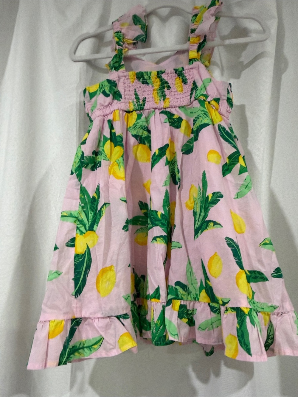 Crewcuts Pink Lemon-Print Ruffle Sundress - Picture 4 of 6